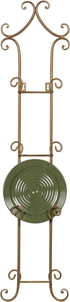 Touch of Class Regalla Petite Plate Rack - Vertical Plate Display - Hanging Plate Rack - For 6-8" dia. Plates - Satin Gold Finish - Four-plate is 38 inches - Hardware Included