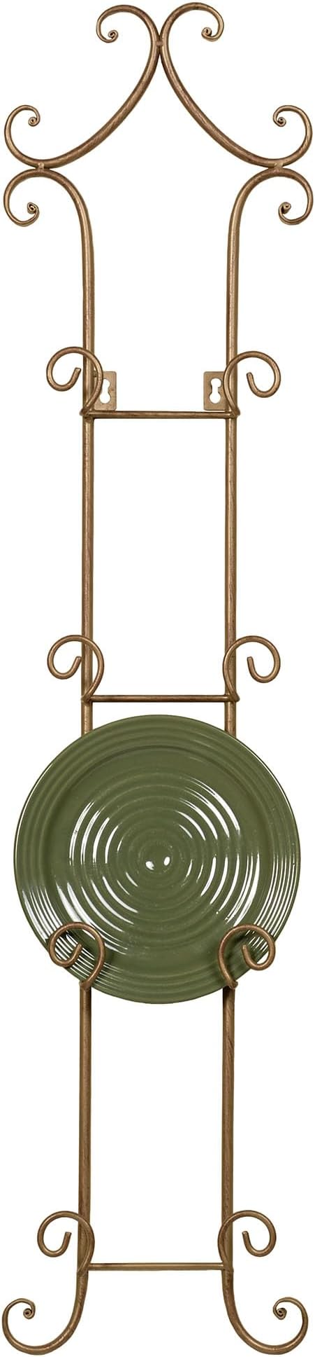 Touch of Class Regalla Petite Plate Rack - Vertical Plate Display - Hanging Plate Rack - For 6-8" dia. Plates - Satin Gold Finish - Four-plate is 38 inches - Hardware Included