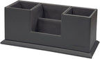 UnionBasic Desk Organizer, Desktop Caddy Leather Multi-compartment Pen Holder Office Stationer Organizer, Gray