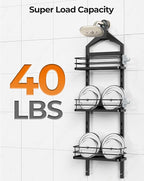 ODesign 3 Tier Height-Adjustable Shower Caddy Hanging Hanger Anti-Swing-Over The Shower Head Caddy-Shower Storage Organizer Bathroom Shelves Basket Shower Caddies-Black,11.9" x 4.84" x 36.2"