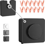 15.7Ft Retractable Clothesline Indoor is Also an Anti-sag Retractable Clothesline Outdoor,Stainless Steel Wire Laundry line Retractable for Drying Clothes ，with 12 Clip (Black)