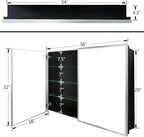 Medicine Cabinet with Aluminum Framed Mirror,36"x32" Surface Mount or Recessed Mount Bathroom Vanity Mirror,Single Door Bathroom Mirror with Storage Cabinet