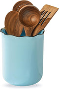 Onniyor Ceramic Kitchen Utensil Holder for Countertop, 7.4 Inch Large Cooking Utensil Crock for Spatulas, Spoons & Tools, Modern Farmhouse Organizer, Multi-Purpose Counter Decor, Easy to Clean, Blue