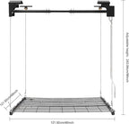 Ceiling Garage Storage Rack 250lbs Capacity | Carbon Steel Overhead Organizer | 48x48in Adjustable Height (48-96in) | Heavy-Duty Tool Rack with Double Rope Safety & Matte Black Finish