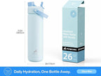POWCAN 26 oz Insulated Water Bottle with 2-in-1 Straw and Spout Lid, Keep Cold 24H, Leak-Proof, Fits in Car Cup Holder, Stainless Steel Water Bottle for Sports, Travel, Gym, and School (Bubble Bay)
