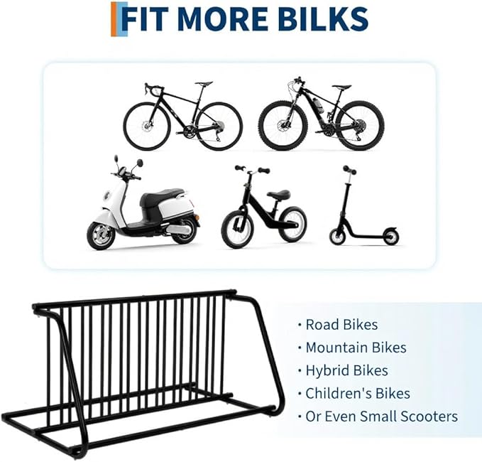 Floor Bike Rack,Double-Side 10-Bike Rack 60" L,Grid Bike Rack In Ground,Freestanding Bicycle Floor Parking Stand,Stand Bike Racks for Garages Streets Yards Bike Events
