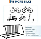 Floor Bike Rack,Double-Side 10-Bike Rack 60" L,Grid Bike Rack In Ground,Freestanding Bicycle Floor Parking Stand,Stand Bike Racks for Garages Streets Yards Bike Events