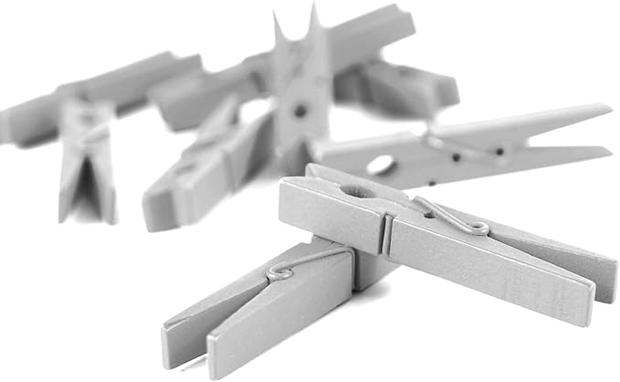 50pcs Colorful Clothespins Natural Wooden Colored Clothespins, Photo Paper Peg Pin Craft Spring Clips for Home Arts Crafts Decor, 2.75 inches Silver