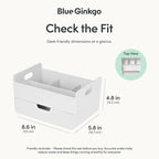 BLUE GINKGO Portable Desk Organizer – Compact 3 Compartment, Half-drawer Storage – Pen Holder, Stationery Desktop Organizer for Office, Makeup, Crafts (Made in Korea, White)