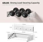 Upgrade Small Wall Mounted Drying Rack with 4 Hooks, 23.6" Compact Foldable Laundry Rack for Apartment, Space Saving Collapsible Design, Includes Template for Small Bathroom & Balcony (White)