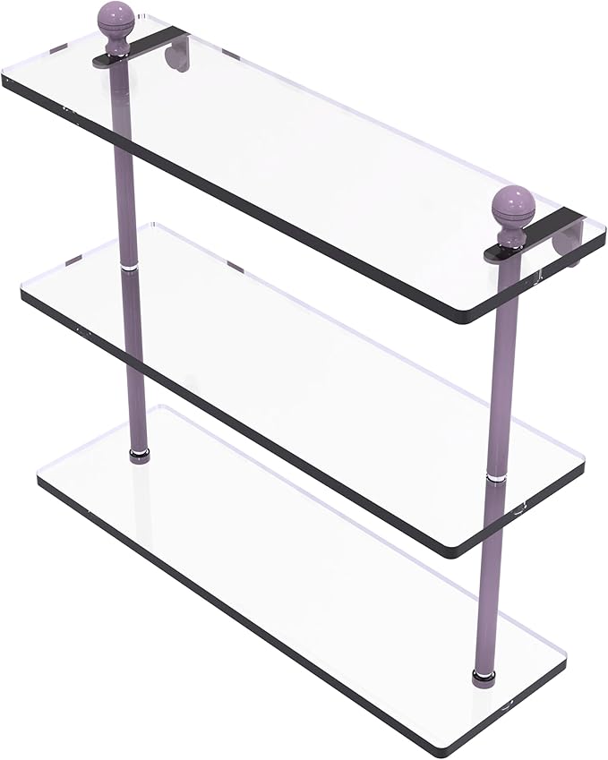 Allied Brass MA-5/16-LVN Mambo Collection 16 Inch Triple Tiered Glass Shelf, Lavender