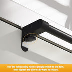 VEHHE Kitchen Towel Holder, Hand Screwed Telescopic Kitchen Towel Rack No Tools Required, Adjustable Length and Width Over The Cabinet Door Towel Rack with EVA Foam Pad (Black)