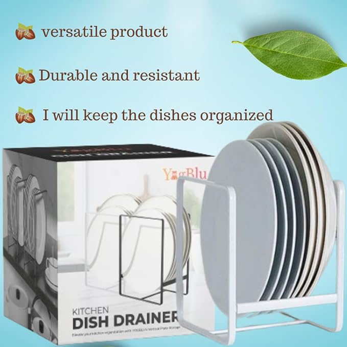 Vertical plate holders, plate organizer for cabinet, for small plates(White) 1PCS
