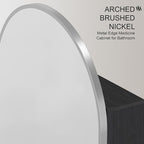 Arched Medicine Cabinet with Mirror,Recessed Medicine Cabinet Mirrors for Bathroom Mirror with Storage,Arched Metal Edge Medicine Cabinet,Brushed Nickel Arch Medicine Cabinets Mirror 16x31