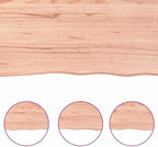 vidaXL Bathroom Countertop in Light Brown Solid Oak Wood, Treated with Varnish, Live Edge, Versatile Use, 55.1"x11.8"x(0.8"-1.6")"