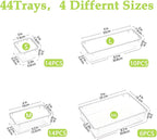 Clear Acrylic Drawer Organizer Trays, 5 Size Junk Box Organization Small Storage Container Bin for Desk Makeup Bathroom Vanity Kitchen Tool Make Up Workspace Home Dorm Apartment Office Room Nightstand