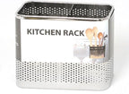 Kitchen Utensils Chopsticks Holder Stainless Steel Perforated Drying Rack Basket with Hooks 2 Divided Compartments Large