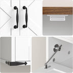 HOOBRO Farmhouse Wall Mounted Cabinet with Adjustable Shelf, Medicine Cabinet with Flip-Down Door, Over The Toilet Bathroom Organizer, for Small Bathroom, Kitchen, White and Walnut