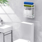 Meangood Shower Caddy 10.4" x 4.5" x 22.04" Hanging Shower Caddy Organizer Over Shower Head Big Capacity for Shampoo, Conditioner with Hooks for Razor/Sponge, White
