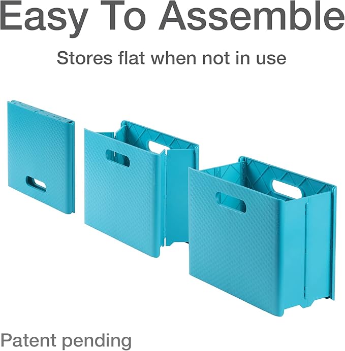 Pendaflex Mobile File Box with Handles, Portable Document Storage, File Bin for Home and Office, Easy Set Up, Collapse Down and Store Away, 13"W x 10"H x 6.5"D, Holds Letter Size Files, Teal (126120)