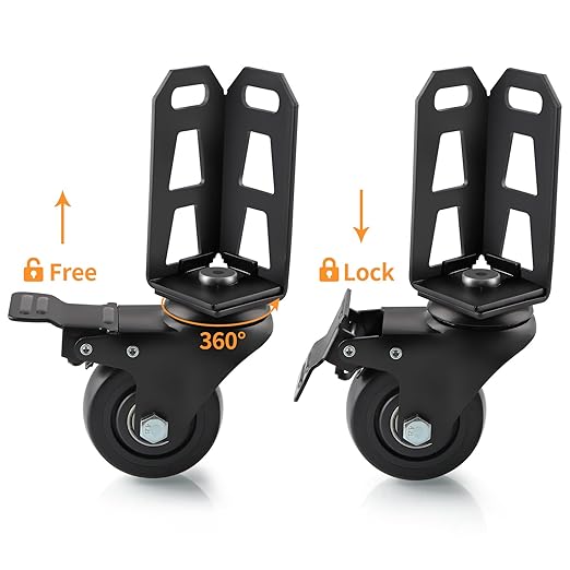 3" Storage Rack Caster Wheels, Storage Shelf Accessories Fit to Boltless Self Locking Shelving Racks, Total Load Capacity 1000 Lbs, 4 Pcs