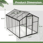 Heavy Duty Polycarbonate Greenhouse with Ventilation Windows and UV Protection for Backyard Garden Growing (6x8 FT)