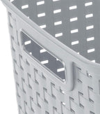Sterilite 12-Pack Tall Weave Basket, Wicker-Style Plastic Open Storage Bin, Cement Gray - Multi-Purpose Decorative Organizer for Laundry Area, Shelves, Closets, Pantries, Living Rooms or Offices