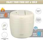 Itslife 32oz Insulated Soup Thermos, Vacuum Stainless Steel Food Jar for Hot & Cold Food, Leakproof Wide Mouth Lunch Container with Spoon, White