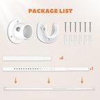 Closet Rod 50-75 Inches, Adjustable Heavy Duty Metal White Closet Rods for Hanging Clothes 1.3 Inches Diameter for Wardrobes Laundry