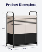 Kitsure Laundry Hamper with Lid - Spacious Double-Section Laundry Basket with Lid & Removable Inner Bags, Portable Clothes Hamper for Bedroom, Bathroom, Dorm, 120L, Black