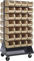 Quantum Storage Systems QMD-36H-240IV Mobile Double Sided Gray Louvered Rack System with Bins, 36” L x 25” W 72” H, Ivory