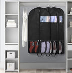 KIMBORA 43" Suit Bags for Closet Storage and Travel, Gusseted Mesh Hanging Garment Bags for Men Suit Cover With Handle for Clothes, Coats, Jackets, Shirts（3 Packs，Black）