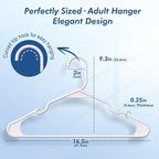 HOUSE DAY Plastic Hangers 20 Pack - White Clothes Hangers with Non-Slip Shoulder Grooves, Durable and Sturdy T-Shirt, Dress, Coat Hanger, Space Saving Design Perfect for Closet Organizers and Storage