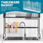 Utensil Drying Rack, 304 Stainless Steel Utensil Organizer Holder No Drilling Kitchen Drainage Basket with 3 Divided Compartments(COLOR:Silver)