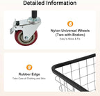 Steel Wire Laundry Cart, 20 X 15.7 X 26In Laundry Basket Sorters with 4 Universal Wheels and Detachable Basket, Commercial Free Standing Heavy Duty Rolling Basket Cart for Bathroom Hotel