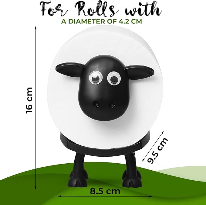 Sheep Toilet Roll Holder - Funny Toilet Paper Holder Free Standing Bathroom Set - 3D Printed Black Sheep Loo Roll Holder - Cute Bathroom Decor - Set of 3