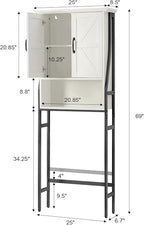 Over The Toilet Storage Cabinet, Over Toilet Bathroom Organizer, Above Toilet Storage Cabinet with Barn Doors Behind Toilet Bathroom Organizer (Cream White)