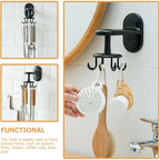 OUNONA Rotatable 8-Claw Adhesive Wall-Mounted Utensil Hook Black, Non-Punch Kitchen and Bathroom Hanging Organizer for Cooking Tools and Storage