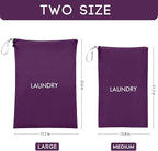 Travel Laundry Bag (2 Pcs - Large + Medium) - Foldable Waterproof Washable Wet Dry Bag for Gym, Swimming, Yoga, and Workout Perfect for Dirty Clothes, Bathing Suits, Travel Accessories (Purple)