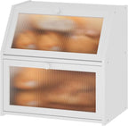 White Bread Box, Extra Large Bamboo Wood Bread Box, White Bread Storage Container