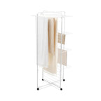 Brabantia HangOn Tower Clothes Drying Rack with Wheels | 98ft (30m) | White | Tall 3-Tier Indoor Clothes Airer with Adjustable Shelves for Towels, Folds Flat to Save Space | Fits 3 Full Loads