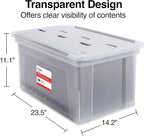 STAPLES Hanging File Folder Box, Storage Bin Organizer, Wing Lid, Letter Size Documents, Gray/Clear