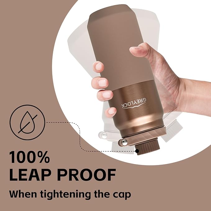 Greylock 20 oz Insulated Water Bottle with Straw Lid, Reusable Stainless Steel Sports Water Bottles with Foldable Handle, Leak Proof, Double-Wall Vacuum Insulation, 24 Hours Cold (Sunset Bronze)