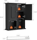 HAIOOU Bathroom Wall Cabinet with Motion Sensor LED Light, Wooden Medicine Cabinet Wall Mounted Cupboard, Over Toilet Storage Cabinet with Buffering Hinges and Adjustable Shelf - Black