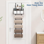 Towel Racks for Bathroom Over The Door Towel Racks Towel Storage Organizer with Metal Shelf Basket for Bathroom Rv Camper (7-Tier Black)