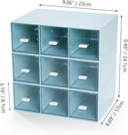 Desktop Drawers, Desk Organizer with 9 Drawers, Stackable Plastic Storage Box for Home Collection, Cosmetics, Jewelry, Office Supplies (3 Tiers, Blue)