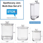 STORi Premium Quality Clear Plastic Apothecary Jars | Set of 3