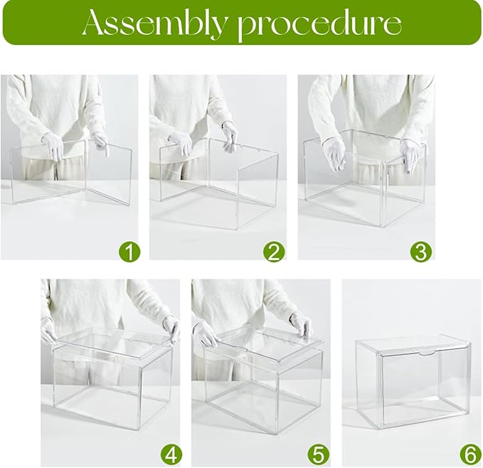 Acrylic Display Case with an Adjustable Divider, 2 Tiers XXX-Large Boot Shoe Storage Boxes Clear Plastic Stackable Storage Bin with Lids Super Large Clear Display Box for Shoes, Collectibles