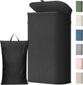 Lifewit 65L Slim Laundry Basket with Lid, Narrow Large Laundry Hamper with Plastic Handles and Removable Bag, Tall Foldable Dirty Clothes Hampers for Laundry Room, Bedroom, Bathroom, Dorm, Black
