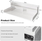 2-Tier Washer Dryer Countertop with 2.8" H Edge Rails, 54" W x 27.5" D Wood Laundry Table for Folding Clothes, Top of Washer and Dryer Organizer Shelf, White